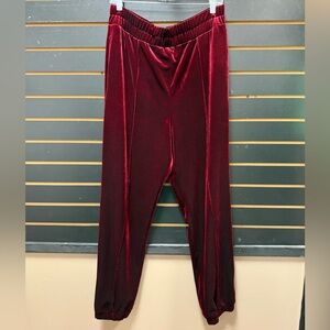 INC Velvet Jogger Pants Burgundy Red XL Like New